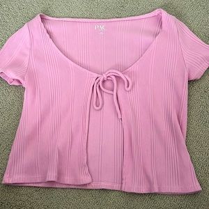 pink pacsun short sleeve cropped cardigan